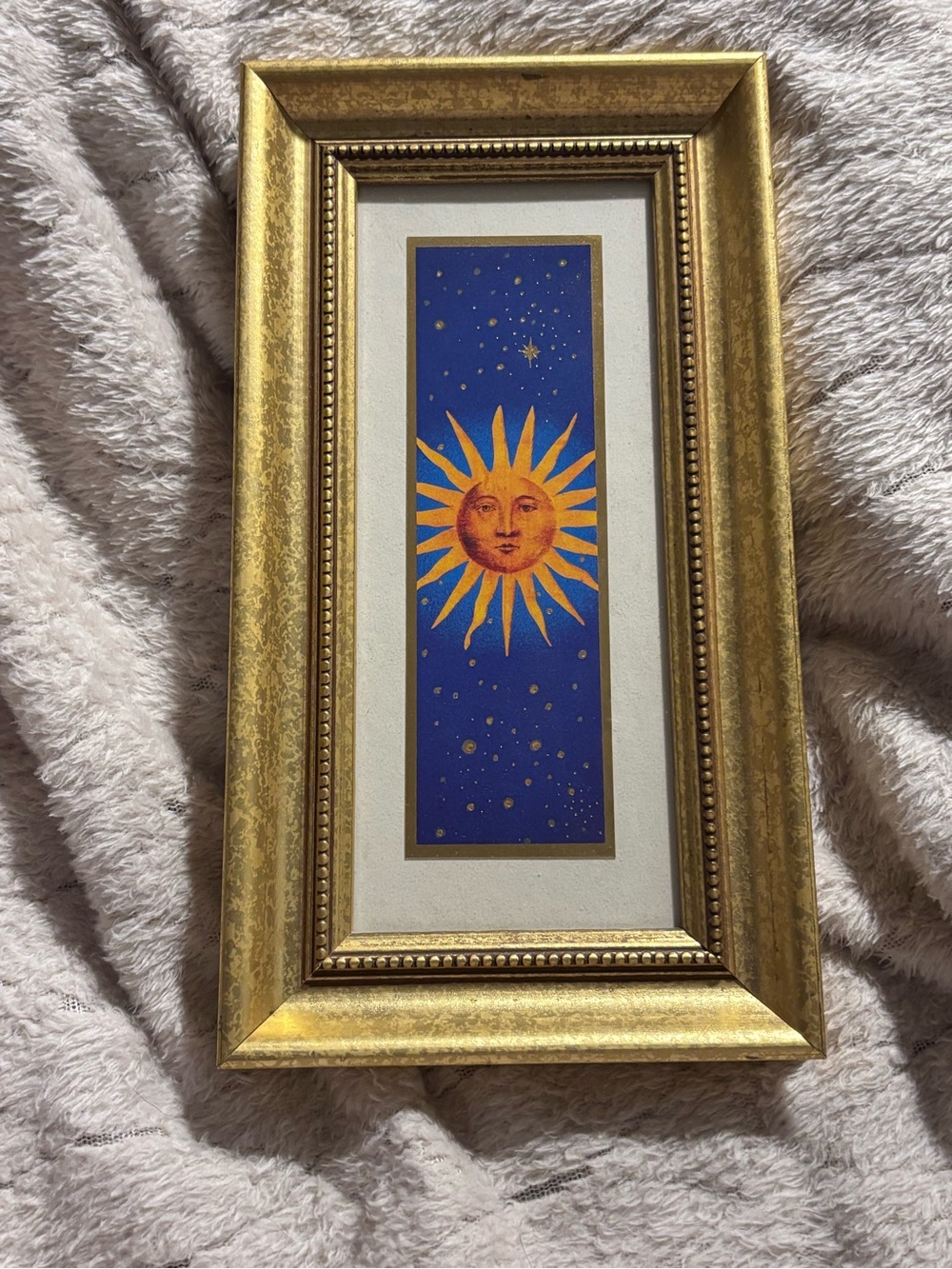 Framed Sun Wall Art - Gold and Blue Accent